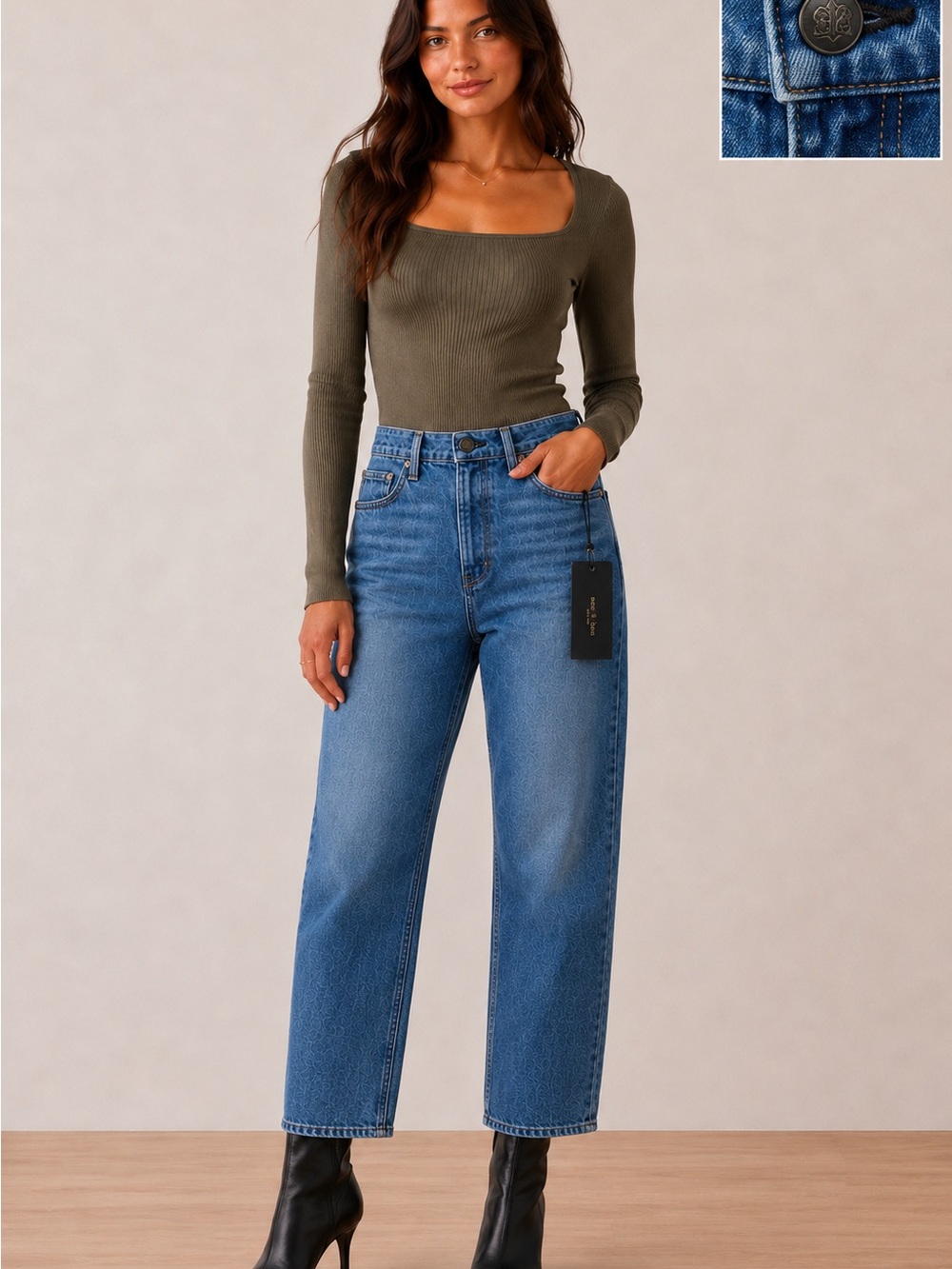 NWT Rag & Bone Rachel Jeans Size 28 Siesta High Rise Straight Leg $265